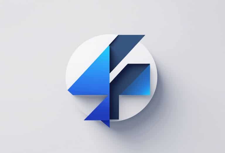 Ilustração de um logotipo abstrato e moderno inspirado na letra i, com formas geométricas e cores azul e cinza sobre fundo branco.